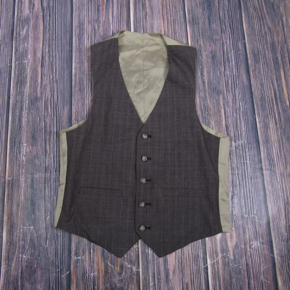 Suit Vest Nino Cerruti Mens Medium Gray Check 3 Piece Formal Waistcoat Business‎